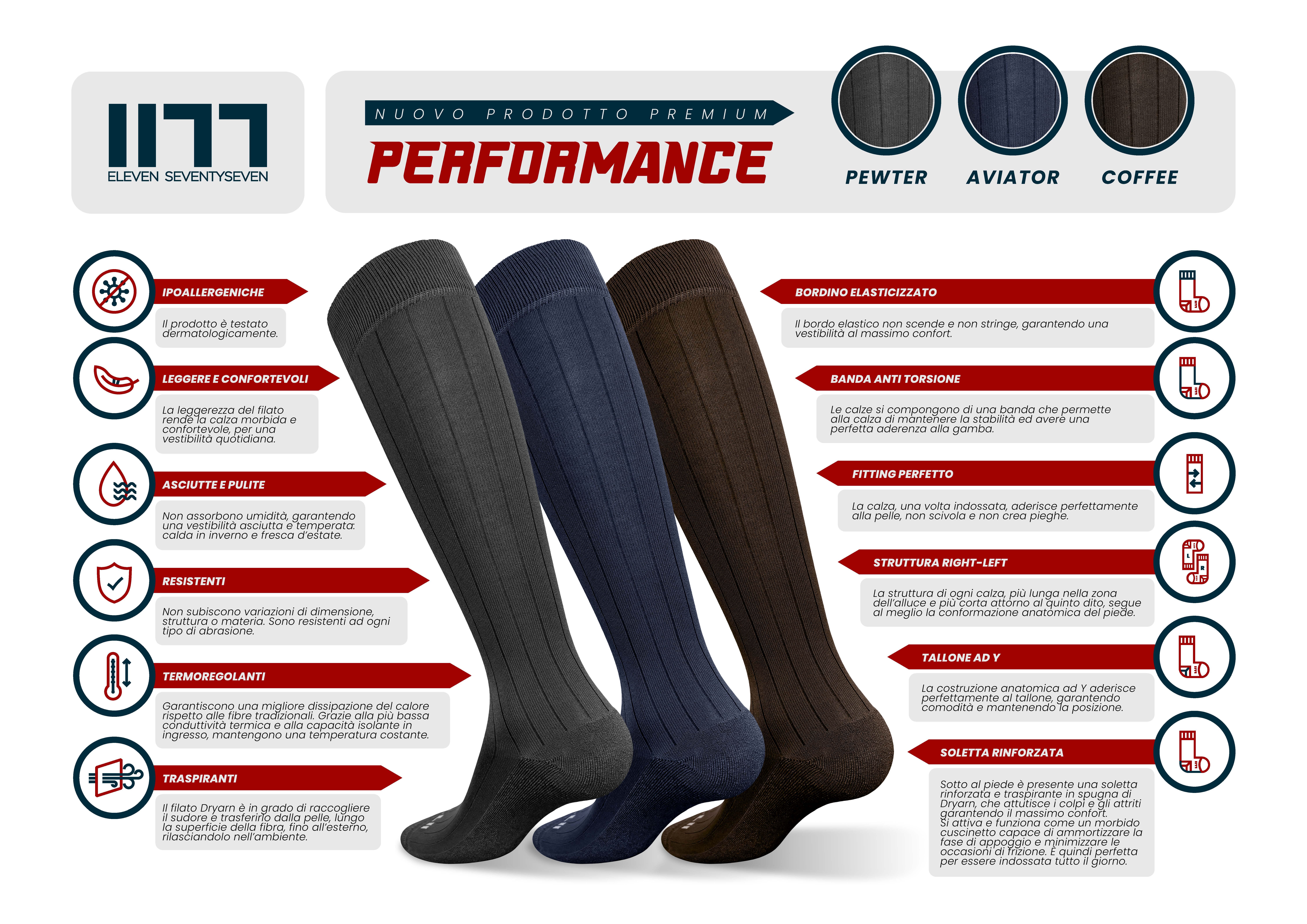 Calza Lunga PERFORMANCE Ribs - Coffee
